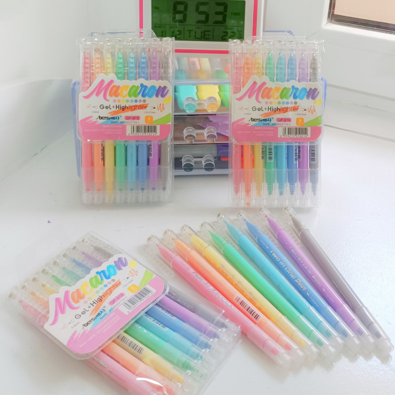 پک 8 عددی روان نویس و هایلایتر دوسر پاستلی